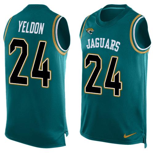 Nike Jaguars #24 T.J. Yeldon Teal Green Team Color Men's Stitched NFL Limited Tank Top Jersey - Click Image to Close